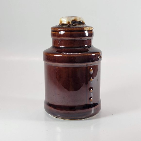 Salt and Pepper Shakers Milk Can Vintage McCoy Brown Glaze Farmhouse - Picture 3 of 5